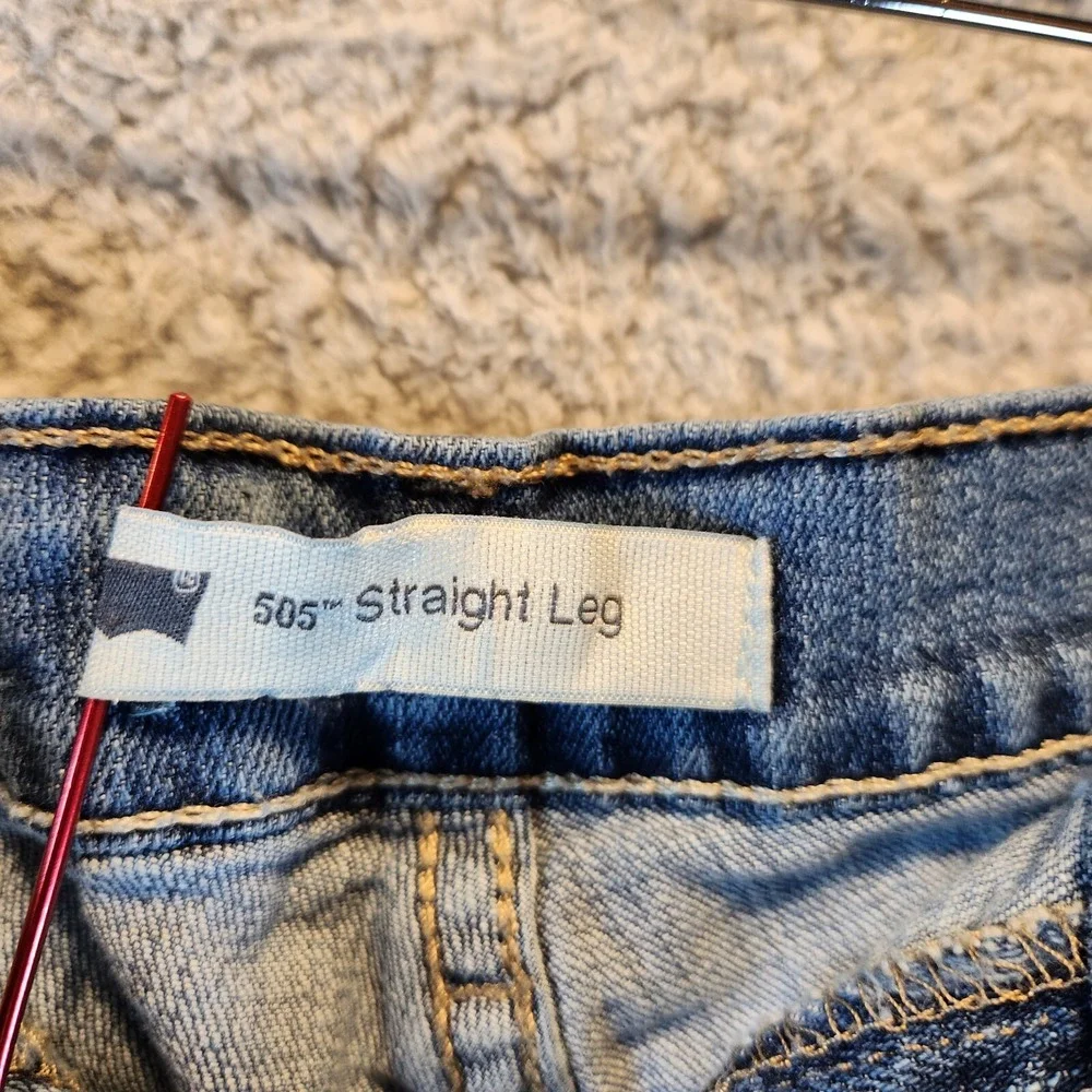 Levi's 505 Jeans Mens 30 Blue Denim Cotton Stretch Pockets Mid Rise Straight Leg